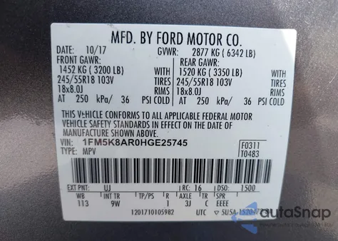 2017 Ford Police Interceptor from USA, damaged, VIN 1FM5K8AR0HGE25745